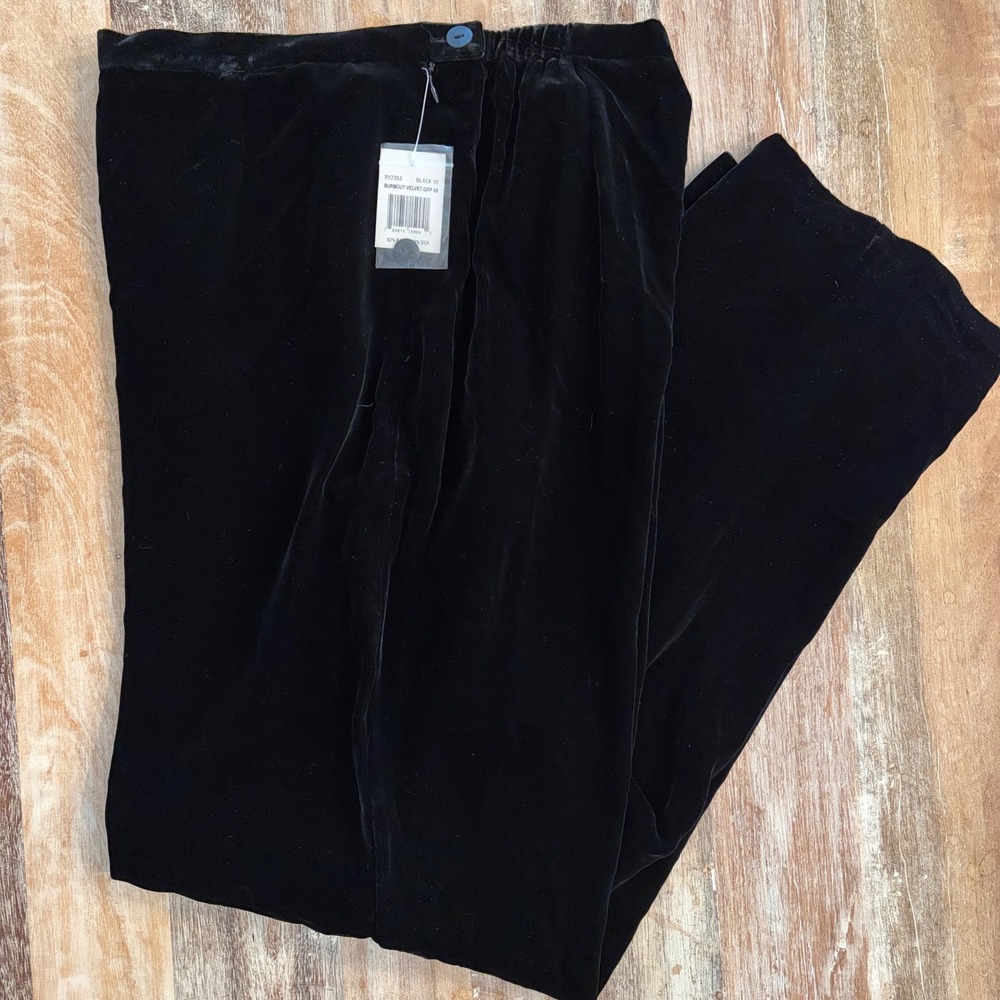VTG Rafaella Silk Blend Velvet Pants Black Straight Leg Med Hong Kong Vamp Goth